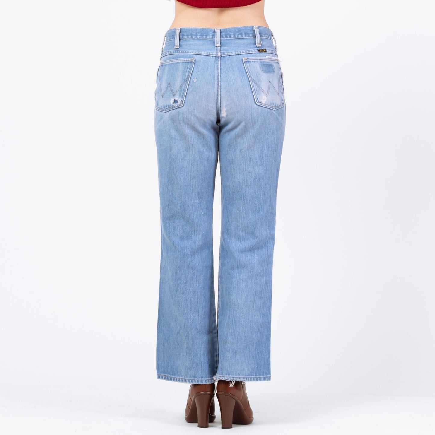 Bodega Vintage 70s Wrangler Flared Unisex Jeans - 31x30 Light Wash Denim