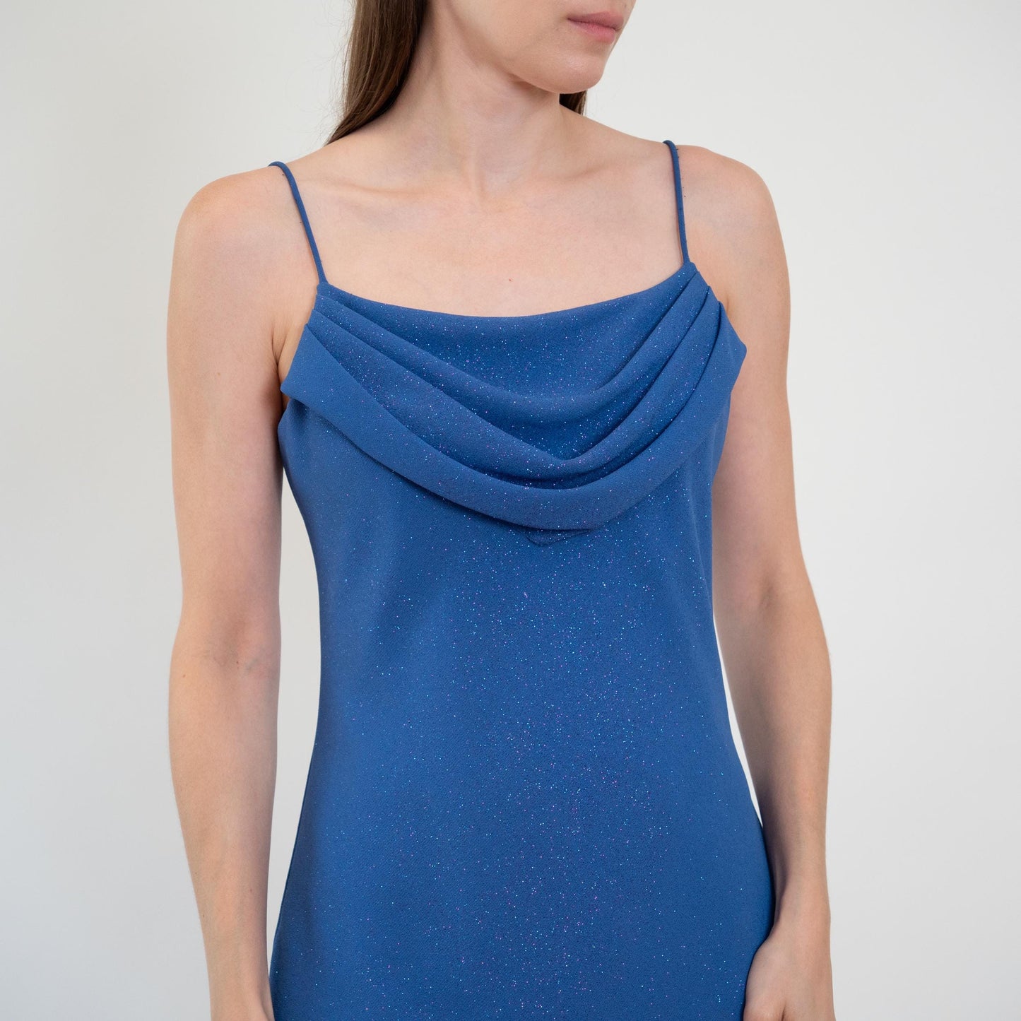 Bodega Vintage 90s Periwinkle Sparkle Cowl Neck Mini Dress - Medium
