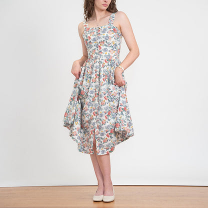 Bodega Vintage 80s Floral Cotton Fit & Flare Sundress - Small