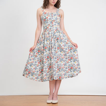 Bodega Vintage 80s Floral Cotton Fit & Flare Sundress - Small