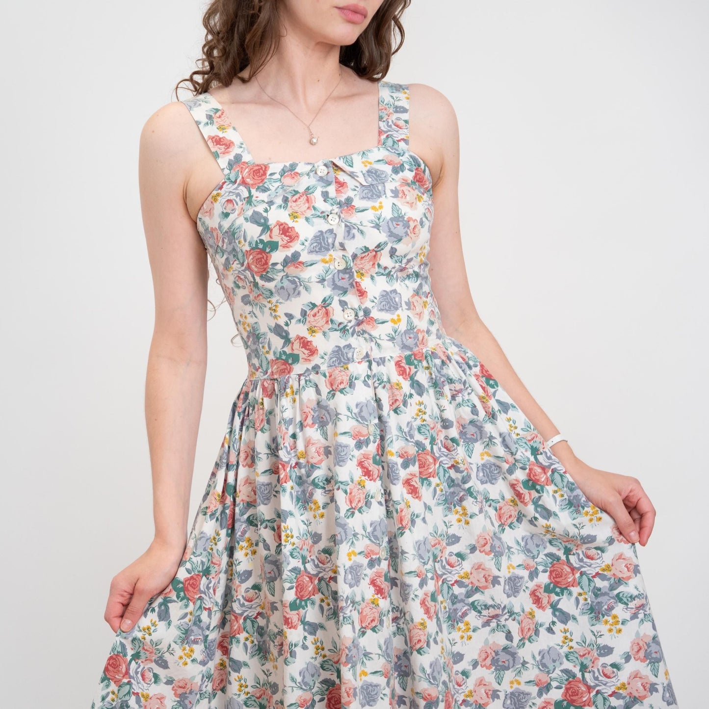 Bodega Vintage 80s Floral Cotton Fit & Flare Sundress - Small