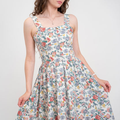 Bodega Vintage 80s Floral Cotton Fit & Flare Sundress - Small