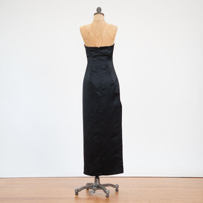 Bodega Vintage Y2K Jessica McClintock for Gunne Sax Black & White Satin Gown - Extra Small