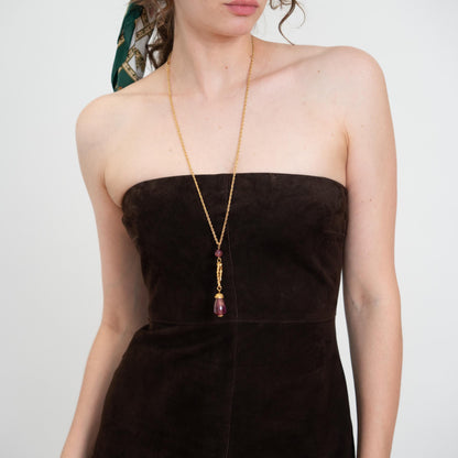 Bodega Vintage Y2K Elie Tahari Brown Suede Strapless Mini Dress - Size 6