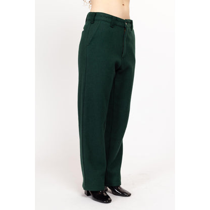 Bodega Vintage 32x31 Forest Green Wool Trousers – Unisex High Waist