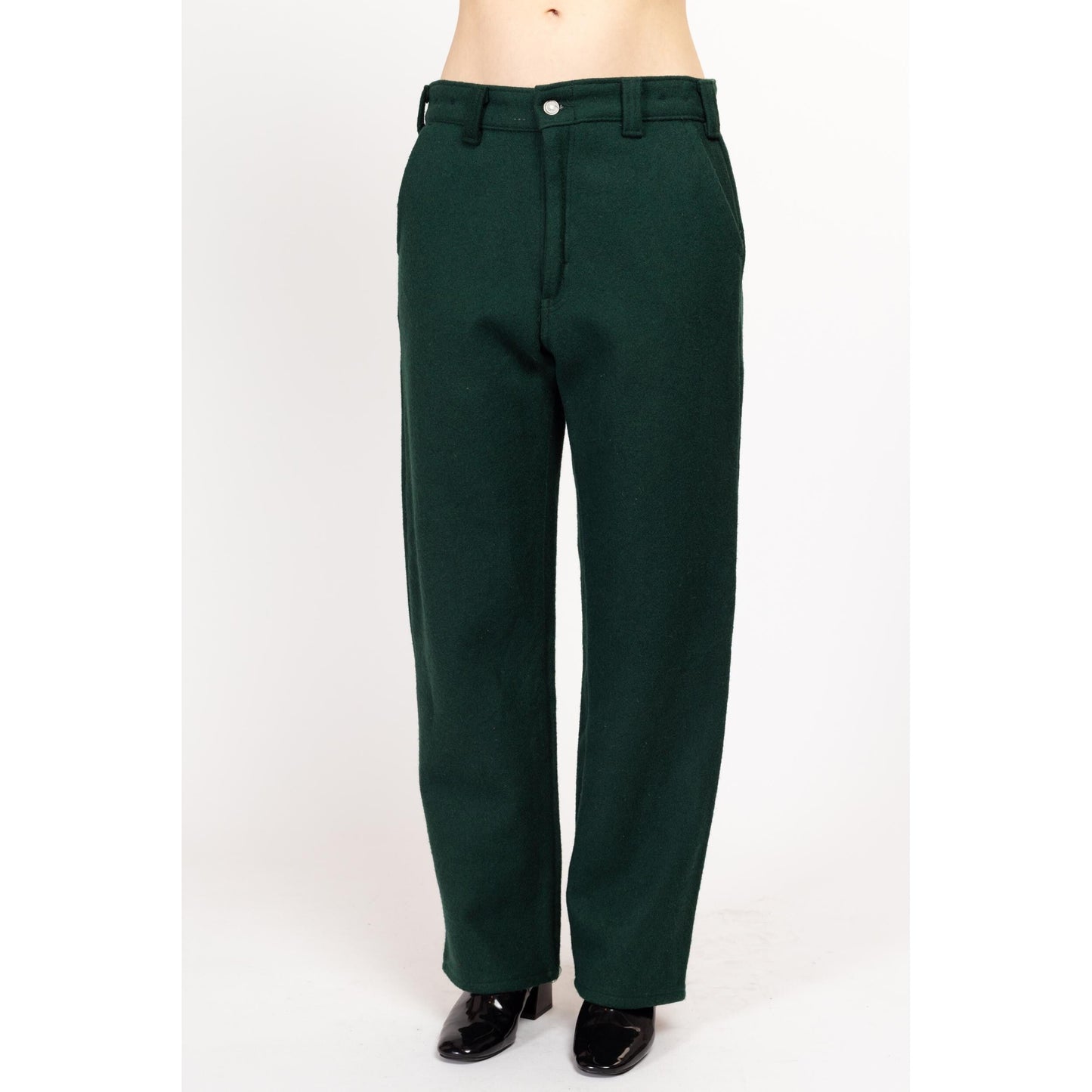 Bodega Vintage 32x31 Forest Green Wool Trousers – Unisex High Waist
