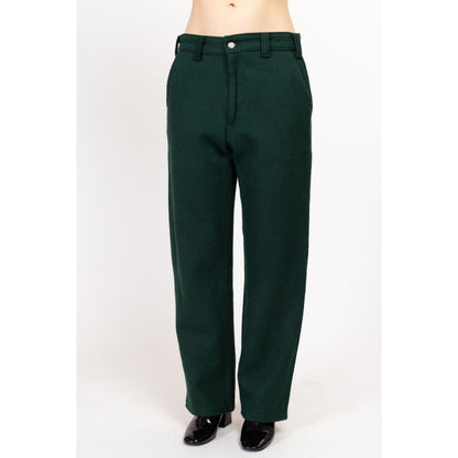 Bodega Vintage 32x31 Forest Green Wool Trousers – Unisex High Waist
