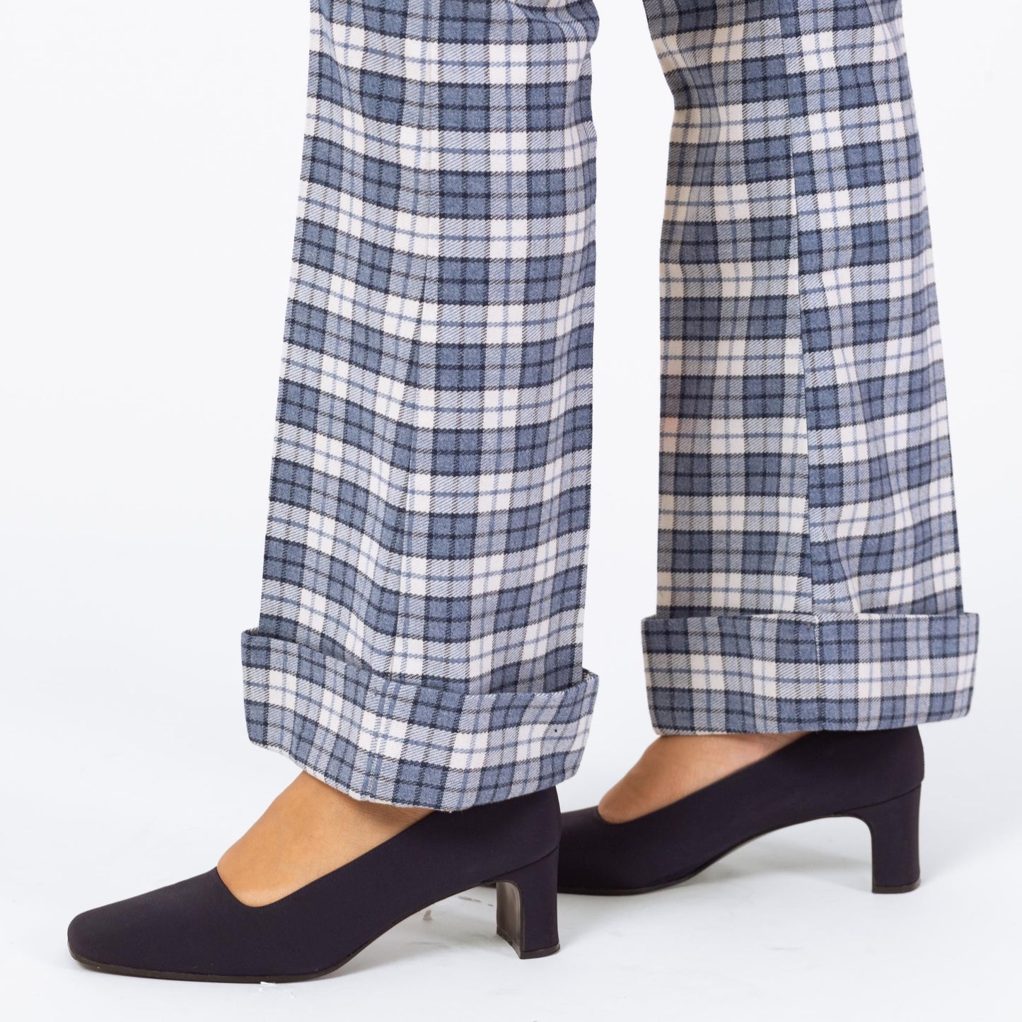 Bodega Vintage 1970s Blue Plaid Knit Flared Trousers - Unisex XS/Small