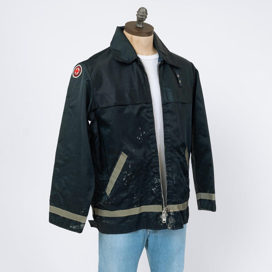 Bodega Vintage 70s red cross uniform jacket with patches and metal zipper