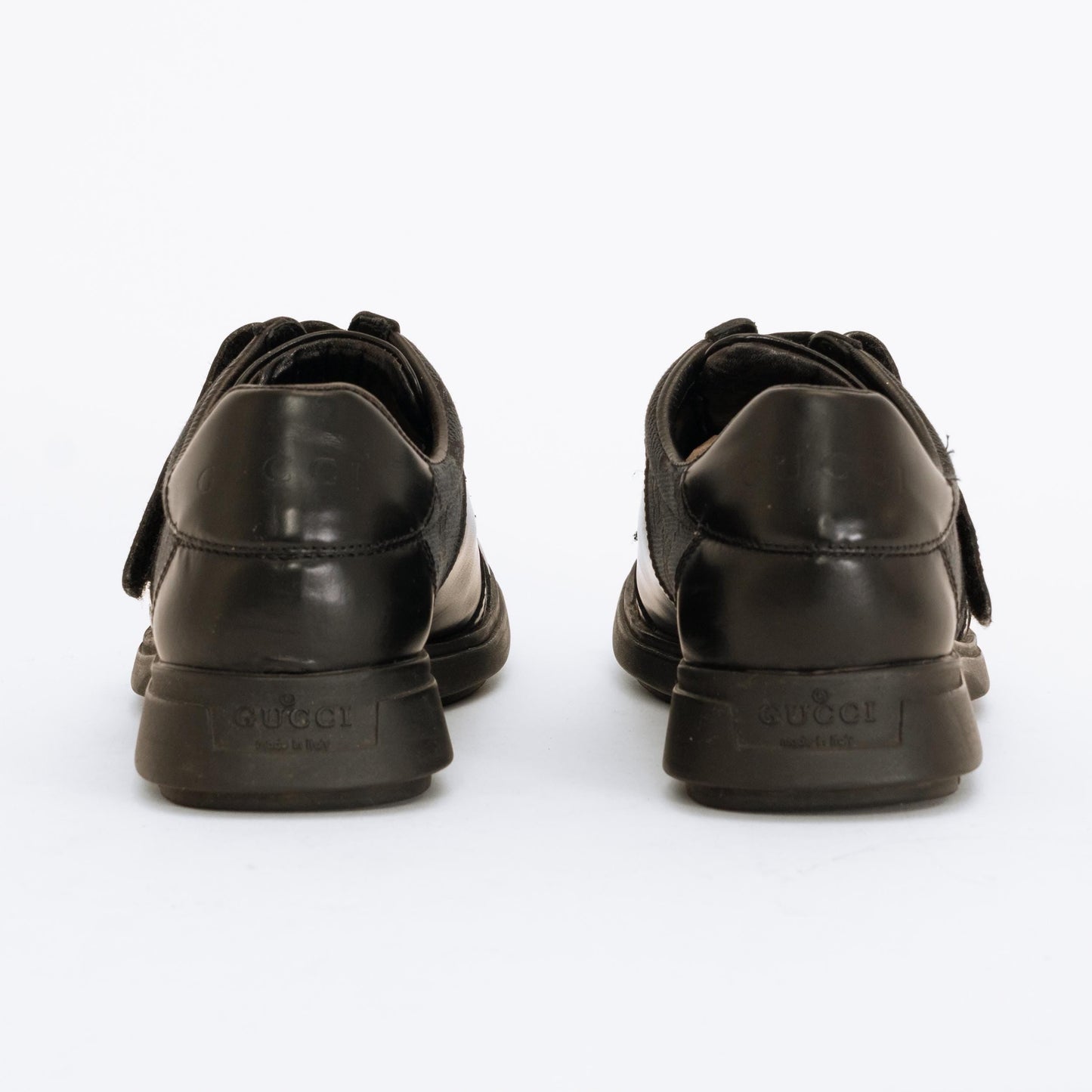 Bodega Vintage Gucci Black Leather GG Velcro Strap Sneakers - Size 5