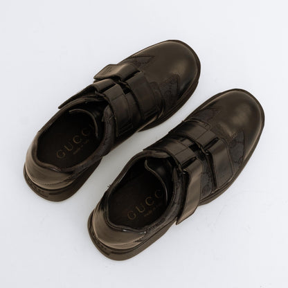 Bodega Vintage Gucci Black Leather GG Velcro Strap Sneakers - Size 5