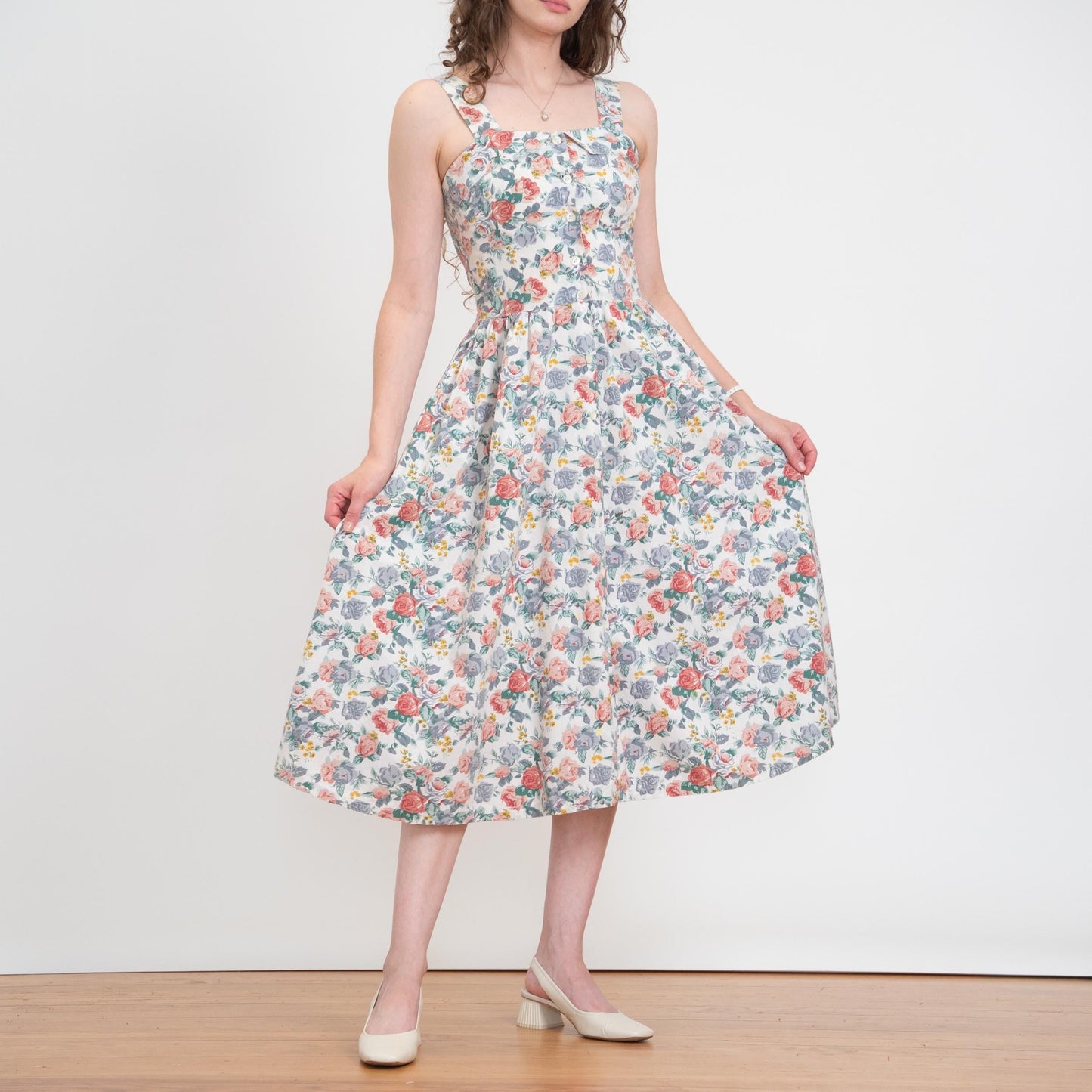 Bodega Vintage 80s Floral Cotton Fit & Flare Sundress - Small